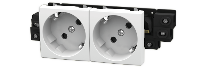 Double Terminal 2 Schuko Socket - Child Protected
